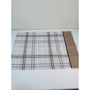 Tastemaker J.P. Stevens Pillowcase Brown Grid White Brown Trim  65/35